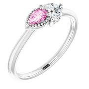 14K White Pink Sapphire & 1/8 CTW Diamond Ring-