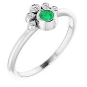 14K White Emerald & .04 CTW Diamond Ring-