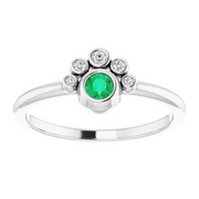 14K White Emerald & .04 CTW Diamond Ring-