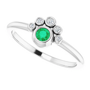 14K White Emerald & .04 CTW Diamond Ring-