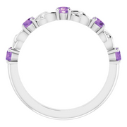 14K White Amethyst Stackable Link Ring-