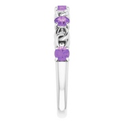 14K White Amethyst Stackable Link Ring-