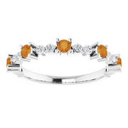 14K White Citrine & 1/5 CTW Diamond Ring-