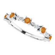 14K White Citrine & 1/5 CTW Diamond Ring-