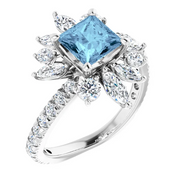 14K White Aquamarine & 1 1/6 CTW Diamond Ring-7.00 (approximate standard size)-