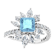 14K White Aquamarine & 1 1/6 CTW Diamond Ring-7.00 (approximate standard size)-