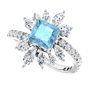 14K White Aquamarine & 1 1/6 CTW Diamond Ring-7.00 (approximate standard size)-