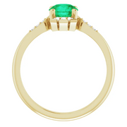14K Yellow Emerald & 1/6 CTW Diamond Ring-