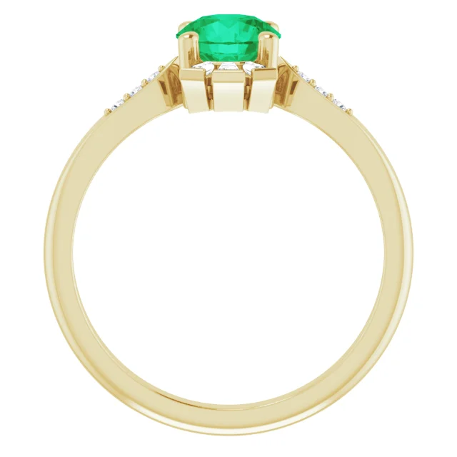 14K Yellow Emerald & 1/6 CTW Diamond Ring-