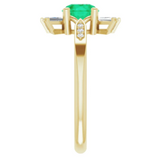 14K Yellow Emerald & 1/6 CTW Diamond Ring-