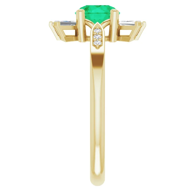 14K Yellow Emerald & 1/6 CTW Diamond Ring-