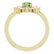 14K Yellow 5 mm Round Green Tourmaline & 3/8 CTW Diamond Ring-