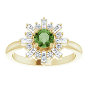 14K Yellow 5 mm Round Green Tourmaline & 3/8 CTW Diamond Ring-