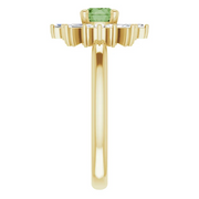 14K Yellow 5 mm Round Green Tourmaline & 3/8 CTW Diamond Ring-