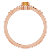 14K Rose Citrine & 1/6 CTW Diamond Ring-