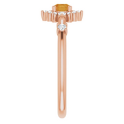 14K Rose Citrine & 1/6 CTW Diamond Ring-