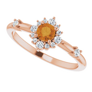14K Rose Citrine & 1/6 CTW Diamond Ring-