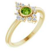 14K Yellow Peridot & 1/5 CTW Diamond Ring-