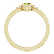 14K Yellow Peridot & 1/5 CTW Diamond Ring-