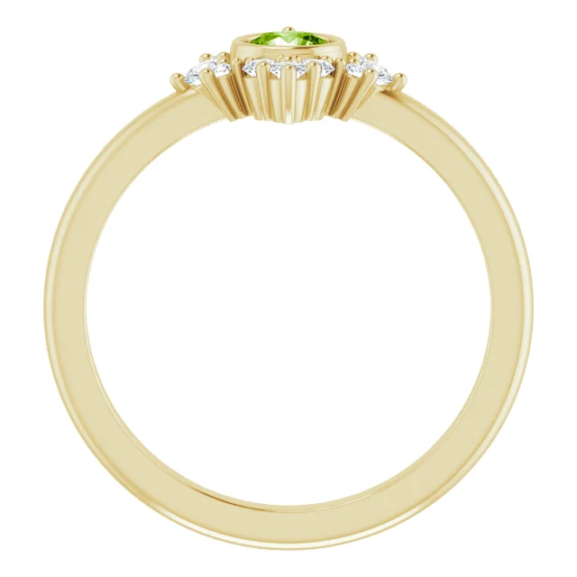 14K Yellow Peridot & 1/5 CTW Diamond Ring-