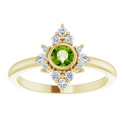 14K Yellow Peridot & 1/5 CTW Diamond Ring-