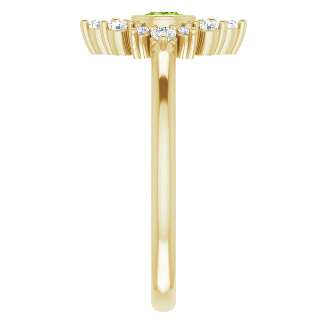 14K Yellow Peridot & 1/5 CTW Diamond Ring-