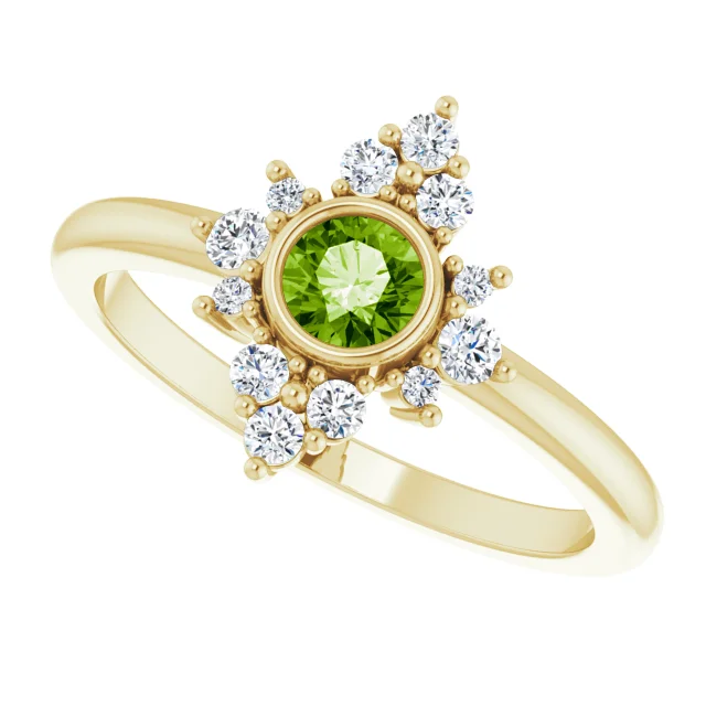 14K Yellow Peridot & 1/5 CTW Diamond Ring-
