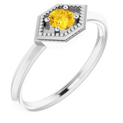 14K White Sapphire Geometric Ring-