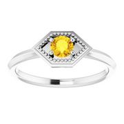 14K White Sapphire Geometric Ring-