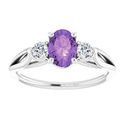 14K White Amethyst & 1/5 CTW Diamond Ring-