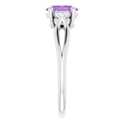 14K White Amethyst & 1/5 CTW Diamond Ring-