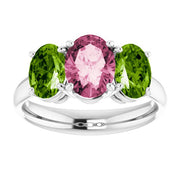 Imitation Pink Tourmaline & Imitation Peridot Ring-
