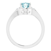 14K White Natural Sky Blue Topaz & .05 CTW Natural Diamond Ring-