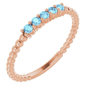 Natural Aquamarine Stackable Ring-14kt Rose Gold-6.00-