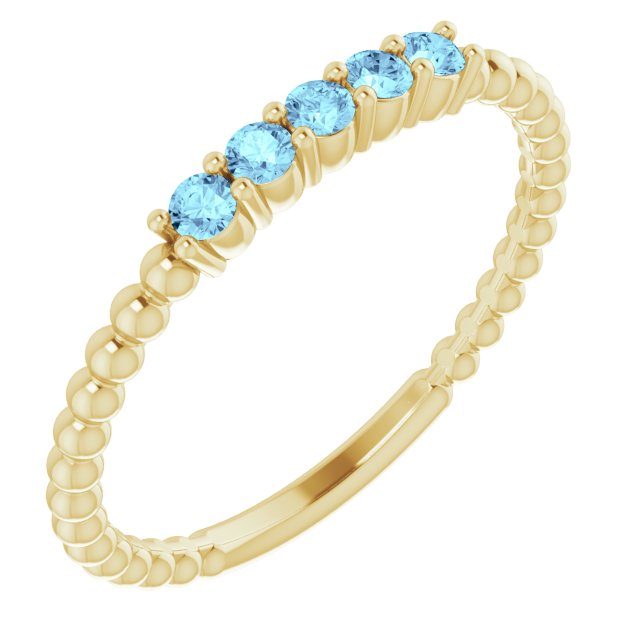 Natural Aquamarine Stackable Ring-14kt Yellow Gold-6.00-