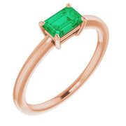 Lab-Grown Emerald Ring-14kt Rose Gold-6.00-