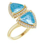 Natural Swiss Blue Topaz & 1/5 CTW Natural Diamond Ring-