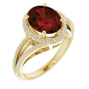 Mozambique Garnet & 1/4 CTW Natural Diamond Ring-14kt Yellow Gold-6.00-
