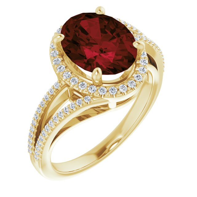 Mozambique Garnet & 1/4 CTW Natural Diamond Ring-14kt Yellow Gold-6.00-