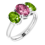 Imitation Pink Tourmaline & Imitation Peridot Ring-