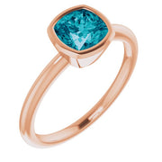 Natural London Blue Topaz Ring-14kt Rose Gold-6.00-