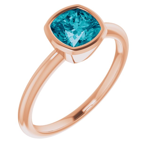Natural London Blue Topaz Ring-14kt Rose Gold-6.00-
