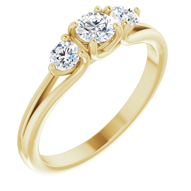 1/2 CTW Diamond Three-Stone Engagement Ring - Primary Stone Size 4 MM-14kt Yellow Gold-6.00-