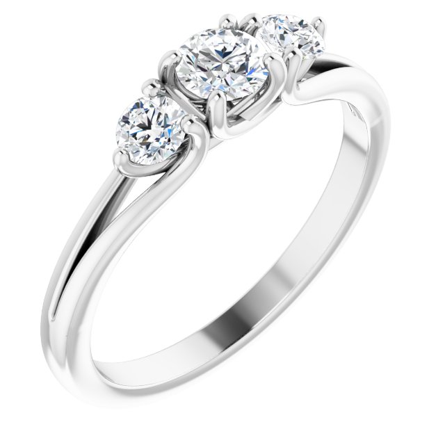 1/2 CTW Diamond Three-Stone Engagement Ring - Primary Stone Size 4 MM-Platinum-6.00-