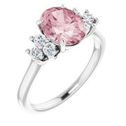 Natural Morganite & 1/5 CTW Natural Diamond Ring-14kt White Gold-