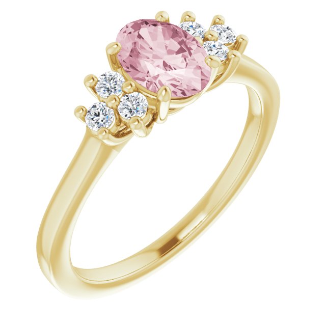 Natural Morganite & 1/5 CTW Natural Diamond Ring-14kt Yellow Gold-