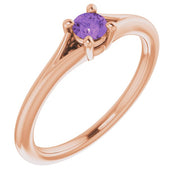 Natural Amethyst Youth Solitaire Ring-14kt Rose Gold-2.00-