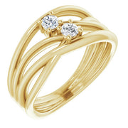 1/5 CTW Diamond Two-Stone Bypass Ring-14kt Yellow Gold-6.00-