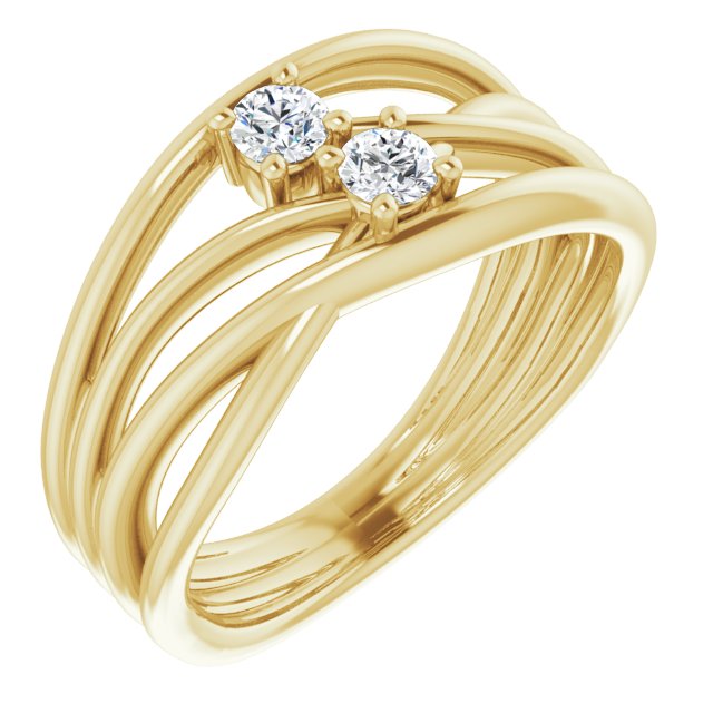 1/5 CTW Diamond Two-Stone Bypass Ring-14kt Yellow Gold-6.00-