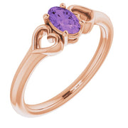 Natural Amethyst Youth Heart Ring-14kt Rose Gold-